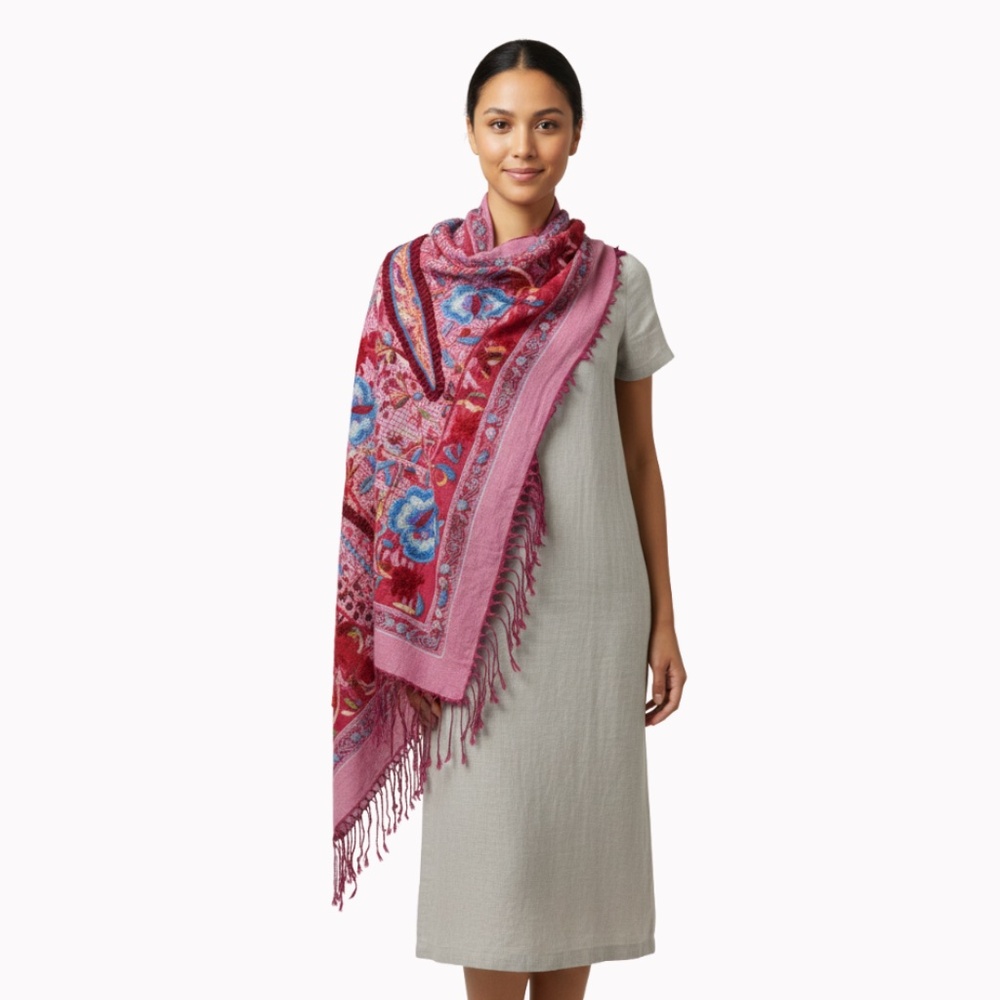 Athena Embroidered Scarf/Shawl